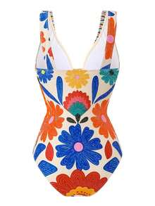 Swim Oasis Conjunto de traje de baño de una pieza 2025 con estampado, falda y pantalones de malla para mujer, conjunto de traje de baño informal para playa y vacaciones de verano - Multicolor 4 - Ver 4