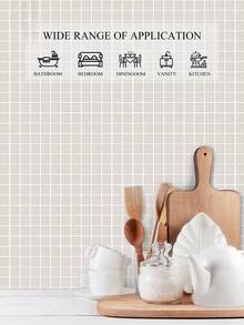 Wallpaper Vinyl Bertekstur Tahan Air Ukuran 10 Inci x 10 Inci untuk DIY, Ubin Mosaik Perekat Sendiri, Dekorasi Rumah, Stiker Renovasi, Panel Dinding yang Dapat Dilepas, Wallpaper, Dekorasi Dinding, Dekorasi Musim Semi, Segarkan Rumah Anda, Stiker Dekoratif Rama - aprikot - View 4