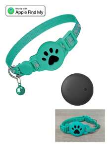 1pc Adjustable Reflective Cat Collar, Pet Cat Locator Collar Compatible With Apple Find My/ Find Hub Tracker, 7-9 Inch Animal Print Design, Detachable Collar For Cats - Multicolor - View 14
