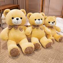 1 pieza Oso de peluche suave y lindo de 38cm con corbata de moño, regalo de cumpleaños/Navidad, gran regalo de boda de oso de peluche, decoración navideña, decoración del hogar y regalo de cumpleaños/festividad, suave y cómodo, material de peluche de poliéster, regalo elegante para el Día de San Valentín y Navidad - Multicolor - Ver 9