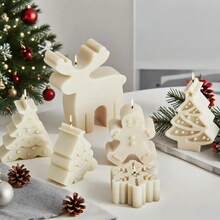 6pcs Christmas Themed Silicone Candle Molds: Reusable, Easy Release, Suitable For DIY Aromatherapy Candles, Handmade Soap And Plaster Decor – Includes Tree, Snowflake, Snowman And Reindeer Patterns – Perfect Holiday Gift Decoration - Christmas Molds - View 5