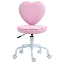 Swivel Chair, Executive Chair, Computer Chair, Height Adjustable, Pretty Pink Linen Upholstery With Heart Pattern, 40 X 50 X 79-89 Cm - Pink - View 7