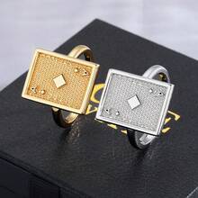 1pc S925 Sterling Silver Square A Poker Ring, Lucky Fortune Ring, 925 Plated With 18K Gold, Hypoallergenic, Suitable For Men And Women, Win Every Gamble - Silver - View 4