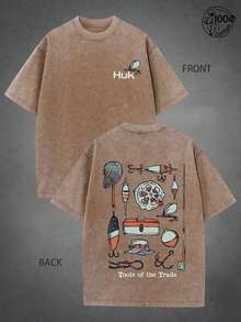 Huk Fishing "Tools Of The Trade" Vintage Washed Mens Clothes T-Shirt ,100% Cotton Retro Tackle Gear Graphic Tee For Anglers, Men's Summer Clothing, Justin Bieber1, Oversized Outdoor Fishing Casual Top, Is The Perfect Gift For Huk, Outdoor Fishing Enthusiasts - Multicolor - View 8