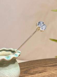 1件/2件 水晶蓮花髮簪 極簡金屬髮夾 優雅女款髮飾 - 彩色 - 查看 7