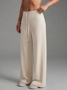 Women's Elegant Fitted Loose Wide-Leg Pants, Summer Exclusive Design - Apricot - View 5