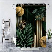 Set Tirai Mandi Datar 2D Gaya Bohemian 1/4 buah, Tirai Kamar Mandi, Dipadukan dengan Keset Kamar Mandi Gaya Serupa - Desain Daun Tropis, Cocok untuk Dekorasi Kamar Mandi Modern, Hadiah Dekorasi Rumah yang Indah dan Praktis - A - View 6