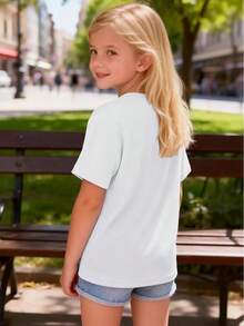 Camiseta Casual de Manga Corta para Niños con Estampado Gráfico de Auriculares - Camiseta de Cuello Redondo de Algodón Suave para Primavera, Verano y Otoño, Corte Regular, Ropa Casual - Blanco - Ver 6