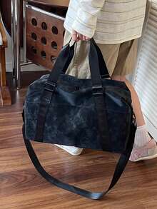 New Fashion Travel Bag, Minimalist Solid Color Design, PU Matte Stylish, Suitable For Short Trips & Fitness, With Independent Shoe Compartment, Large Capacity, Versatile & Exquisite - Black - View 3
