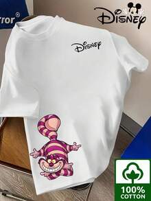 Disney Licensed, Best-Selling Women's Print: Minnie Mouse Head, Diamond Sparkle, Bow, Fashionable And Cute Printed Short-Sleeved Crew Neck T-Shirt. Crew Neck, Casual, Comfortable, Stylish, And Versatile, Suitable For Spring, Summer, And Autumn. Optimistic Design, Elastic Fabric. - trắng - Xem 1