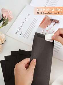 Black Kraft Paper Self-Adhesive Envelopes, Cash Envelopes - Wet Glue Tear-Off - Paper Envelopes - Office, Business, Friends And Lovers Communication - Coin Envelopes, For Coins, Checks, Budget, Small Items Storage Bags - Multicolor - View 4