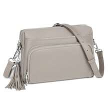 befen Genuine Leather Crossbody Purses for Women Small Crossbody Bags Purse with Built in RFID Blocking Wallet - Gris claro - Ver 8