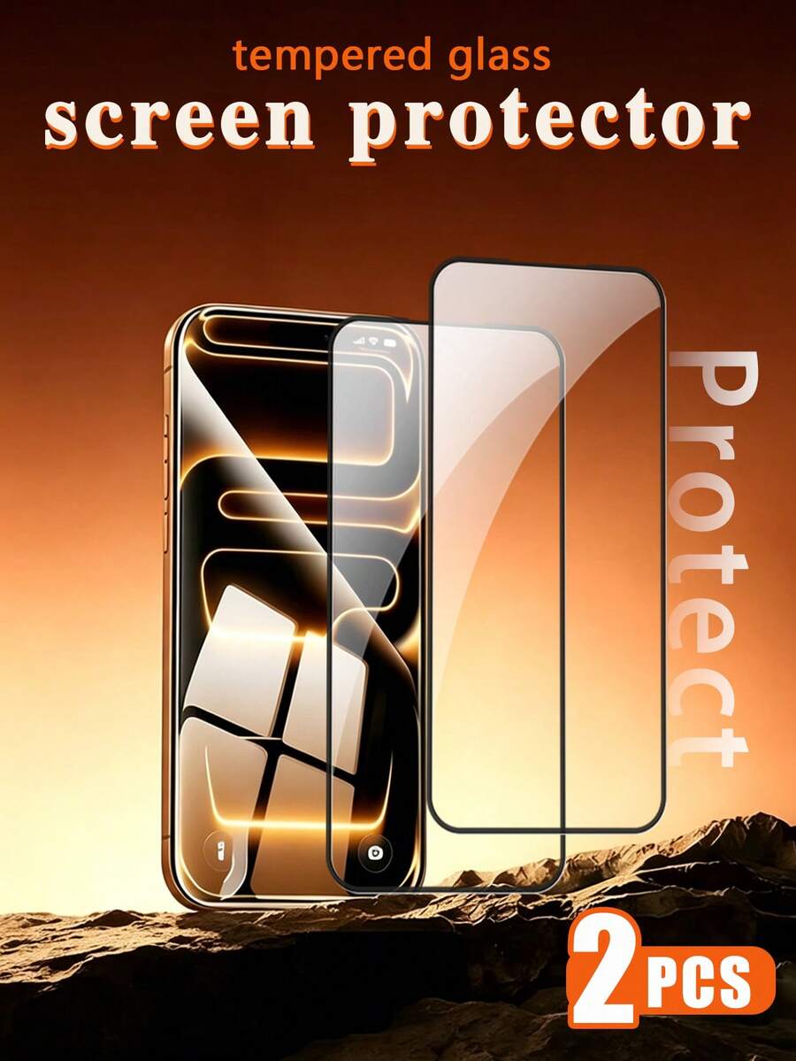 2 paquetes de protector de pantalla de vidrio templado de cobertura completa compatible con iPhone 17 Pro Max, con borde negro serigrafiado, fácil instalación, compatible con fundas de teléfono, alta definición y transparencia, fuerte protección contra arañazos y explosiones, alta calidad de imagen ultra clara y transparente, colores verdaderos y claros, cómodo para uso a largo plazo - transparente - Ver 1