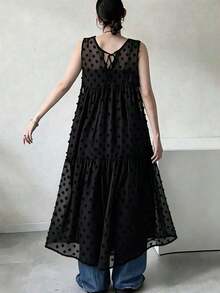 Vestido sin mangas con espalda descubierta y lunares de mujer - Negro - Ver 1