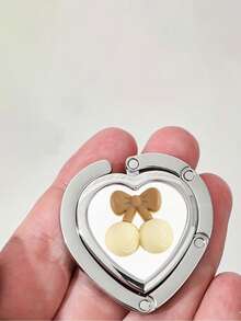 Cherry Pattern Elegant Heart-Shaped Folding Bag Hook - Durable Zinc Alloy, Ideal For Desktop And Backpack Hooks, Backpack Hook|Elegant Accessory|Durable Metal Hook, Bag Hanger,Portable Folding Hanging Bag Hook Blank, Load-Bearing Folding Table Edge Circular Hook, Alloy Material,For Home,Gift,Vacation And Festival Multifunctional Use - Multicolor - View 16