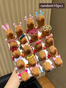 10pcs/Set Cute Capybara Spring Loaded Hair Clips, Suitable For Daily, Party And Side Bangs, Cartoon Hair Clips For Funny Gatherings, Gift For Photo Shooting, Live Streaming, Dates, Super Rejuvenating, Satisfying Daily Matching. Recommended Good Product!, Claw Clips - Kapibala - View 11