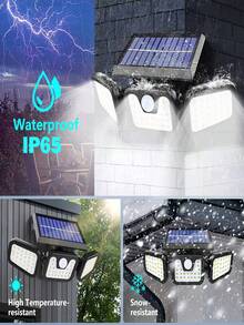 IP65 防水太陽能感應戶外燈，270° 感應安全投光燈，可調燈頭，庭院車庫用太陽能壁燈 - 白光 - 查看 3