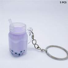 5 piezas Mini llaveros de taza de bubble tea, dijes de taza coloridos, que incluyen llavero, anillo para llave, decoración de mini taza de bubble tea, manualidades DIY para llaveros, bolsos, mochilas, regalo pequeño y lindo - Llavero de taza de té con leche - Ver 10