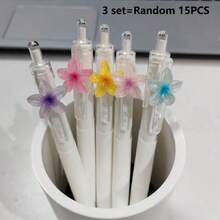 5pcs/Set Random Flower Tip Retractable Pens, 2pcs/3pcs/Set Smooth Writing Ballpoint Pens, Suitable For Students, Exams, Office, Durable Stationery (Black) - Multicolor - View 9