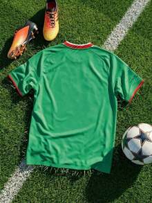 Men's Retro Soccer Jersey With 1968 Mexico Flag Print, Casual Short-Sleeve V-Neck Sports Shirt, Streetwear For Soccer Fans With Mexican Pride For Match Day, Everyday Wear, Gift For Him. - 黑色 - 查看 2