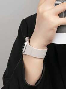 Huastonband 適用於 星光色與粉色荔枝紋理矽膠錶帶 Series 3/SE/S11/S10/S9/S8/S7/S6/S5/S4/S3 Ultra 38/40/41/42/44/45/46/49mm，時尚創意設計柔軟舒適磁吸扣，適合戶外運動瑜伽健身女性智慧手錶配件，夏季海灘派對聚會節慶畢業返校學生禮物 - 星光砂粉 - 查看 10