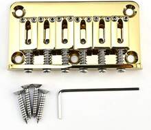 OVSAL 10.5mm 6 String Fixed Bridge Zinc Alloy Saddle Steel Baseplate Electric Guitar Hardtail Bridge Compatible With Fender Telecaster Tele Strat ST Electric Guitar Replacement Parts(Gold) - MàuC - Xem 1