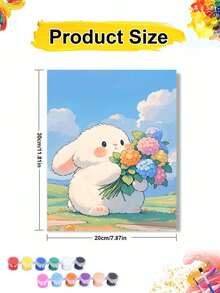 Pintura por números DIY de 16x20 pulgadas con conejo lindo y flores coloridas, artesanía para decoración del hogar y regalo festivo - Conjuntos - Ver 8