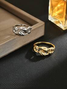 Kupfer-Inlay-Ring mit kubischem Zirkonia, einzigartigem Tränen- und geometrischem Waben-Design, exquisiter und eleganter Stil. Ein perfektes Geschenk für Freunde oder Freundinnen, die einen sanften Luxus-Look lieben, oder eine kleine Belohnung für sich selbst. Geeignet für den täglichen Gebrauch, wird nicht ungenutzt bleiben. - Tropfenform - Übersicht 2