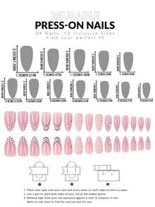 24Pcs Almond Press On Nails, Summer Beach Ocean Style 3D Flower Starfish Shell Fake Nails, Gradient Nude Blue Glossy False Nails Kit For Women - Baby Pink - View 5
