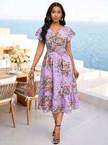 Women Midi Dresses - 紫色 - 查看 3