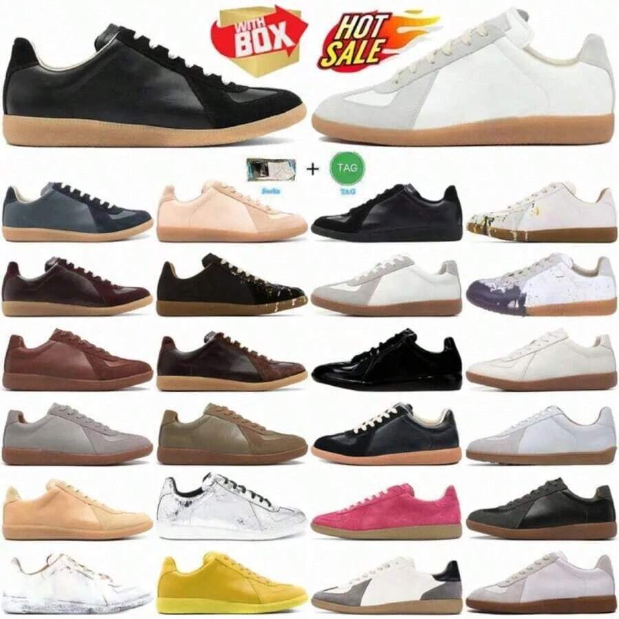 Zapatos casuales unisex, talla 36-45, zapatos casuales de mujer y zapatos deportivos de hombre, zapatos planos de suela blanda con cordones, zapatos cómodos y livianos de hombre para uso diario, de corte bajo,,,,,Zapatillas de entrenamiento clásicas alemanas, zapatillas blancas para mujer, zapatillas deportivas retro de cuero genuino con cordones, zapatillas planas versátiles. - 19 - Ver 1