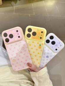 Summer Creative Cute Polka Dot Cartoon Fruit Pattern Phone Case Compatible With IPhone 17 Pro Max, 17 Pro, 17, 16 Pro Max, 16 Pro, 16, 15 Pro Max, 15 Pro, 14 Pro Max, 14 Pro, Candy Color Camera Protective Back Cover - White - View 4