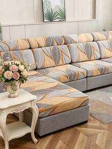 1pc Printed Stretch Sofa Seat Cushion Cover, L-Shaped Sofa Cover, Separate Sofa Backrest Cover, Furniture Protector, Elastic Sofa Cushion Cover, Multiple Sizes Available, Reusable - Orange - View 10