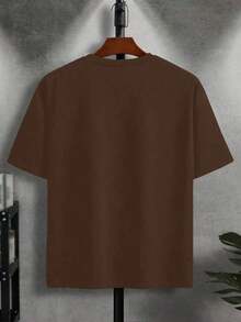 Manfinity Dauomo Men's Casual Short Sleeve Crew Neck T-Shirt With Dark Souls Graphic Print, Spring/Summer - 酒紅色 - 查看 2