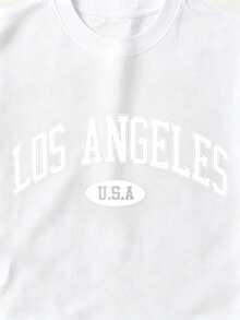 Women's Short-Sleeved Letter Print T-Shirt, Women's Graphic Tees - 白色 - 查看 3