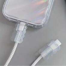6-Piece Set Of High-Quality, Flexible, And Durable TPU Wave Cable Protection Covers. Premium Cable Protection Covers, Durable Power Cord Protection Accessories, Suitable For Phone Data Cable Protection, No Need For Batteries. - A - View 1
