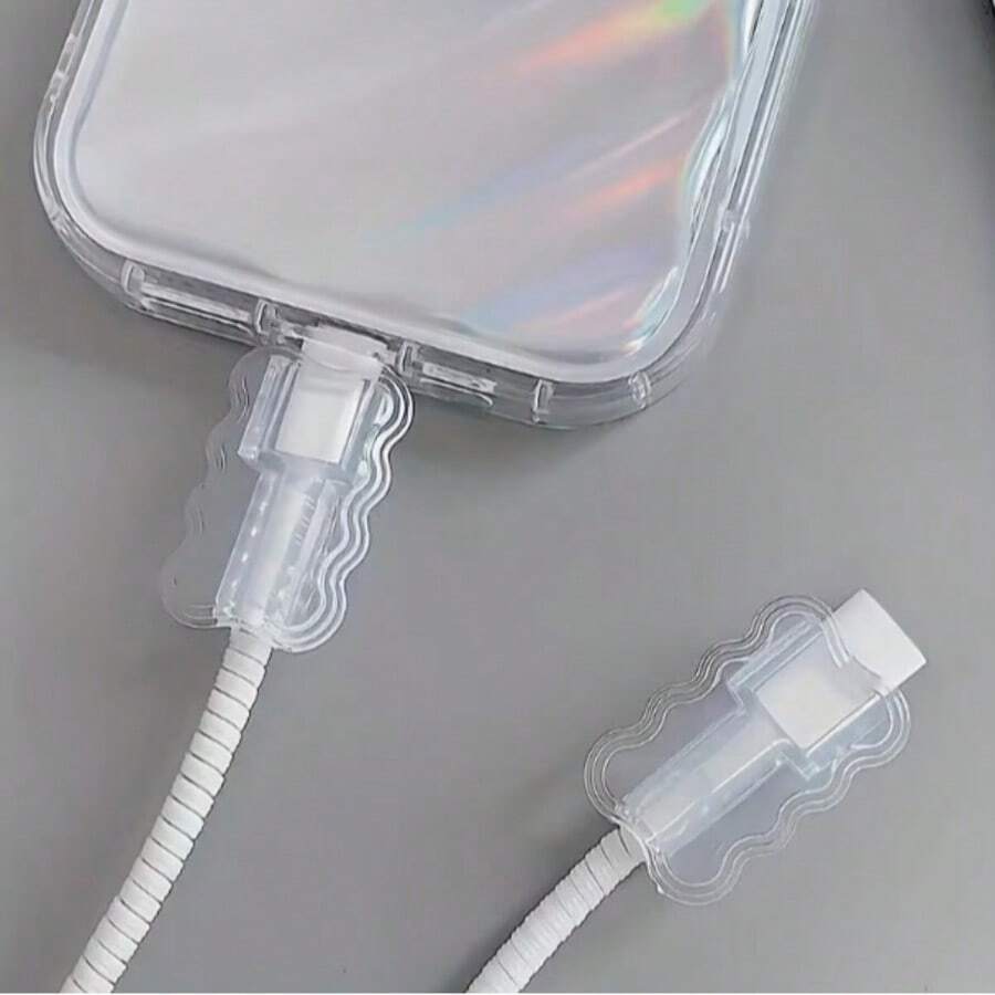 6-Piece Set Of High-Quality, Flexible, And Durable TPU Wave Cable Protection Covers. Premium Cable Protection Covers, Durable Power Cord Protection Accessories, Suitable For Phone Data Cable Protection, No Need For Batteries. - A - View 1
