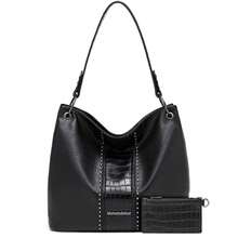 Hobo Bag For Ladies Shoulder Handbags With Back Pocket Purses, With Zipper, Purses, With Zipper - Z-black/Croco - View 8