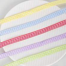 JaoZuyard Light Blue Gingham Ribbon 3/8 Inch X 25 Yards Plaid Ribbon 100% Polyester Woven Edge Flower Fabric For Wedding Invitations Bridal Bouquets Party Decoration Gift Wrapping Bow Making Ribbons - 顏色B - 查看 6