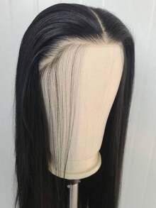 13X4 24 Straight Black Color Lace Front Wig Women - Heat Resistant Synthetic Hair, Pre-Plucked Natural Hairline And Youthful Hair, Suitable Daily Wear, Wedding, Halloween And - 黑色 - 查看 6