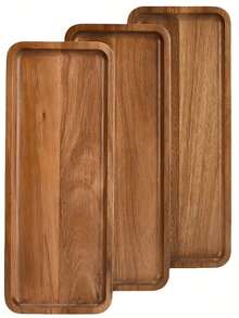 Rosewood Tray - 1/2/3pcs Rectangular Solid Wood Plates, For Cake, Bread, Snacks, Tea And Coffee - Multi-Functional Kitchen Decor Tray - Non-Electric, Food Service Equipment And Supplies - Rust Brown - View 1