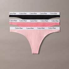 Calvin Klein Calvinklein CK Carousel Cotton Stretch Rib 3-Pack Thong Underwear  Women  Panties QP3267O - Màu hồng phấn đa sắc - Xem 1