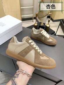 Zapatos casuales unisex, talla 36-45, zapatos casuales de mujer y zapatos deportivos de hombre, zapatos planos de suela blanda con cordones, zapatos cómodos y livianos de hombre para uso diario, de corte bajo,,,,,Zapatillas de entrenamiento retro alemanas 2026, nuevas zapatillas blancas de cuero genuino para hombre, con cordones, punta redonda, suela plana, zapatillas deportivas casuales para parejas. - Albaricoque - Ver 13