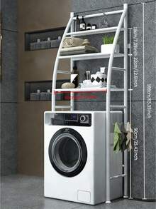 3-Tier Metal Washing Machine Storage Rack, Freestanding Shelf, No Drilling Required, Space-Saving, Sturdy And Durable, Suitable For Storing Items Above Washing Machine And Toilet, Applicable For Bathroom And Laundry Room - Multicolor - View 6