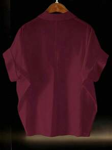 CURVE Blusa Blanca Bordada de Manga Corta con Cuello en V para Mujer de Tallas Grandes, Camisa Sin Mangas de Tela Suave, Adecuada para Graduaciones, Vacaciones, Día de San Valentín, Festivales de Música, Día de la Madre, Halloween, Día de Acción de Gracias, Pascua, Día Nacional, Bailes, Citas, Fiestas, Bodas, Actividades al Aire Libre, Camisa Blanca de Tallas Grandes, Camisa Blanca para Mujer, Camisa de Manga Corta, Camisa con Logo de Caballo, Camisa Casual Blanca de Cuello Polo, Manga Murciélago, Manga Corta, Blusa Tejida con Patrón de Figuras Largas y Detalles de Bolsillos, Blusa Tejida Blanca. - Burdeos - Ver 2