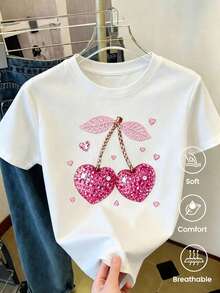 Fashionable Short-Sleeved T-Shirt For Spring And Summer 2026, Made In Mexico, 180 Grams. Cartoon Print, Couple Design, Suitable For Indoor Or Outdoor Wear. Crew Neck, Unisex, Ideal For Office And Leisure. Single Pack. Summer T-Shirt. - 白色 - 查看 11