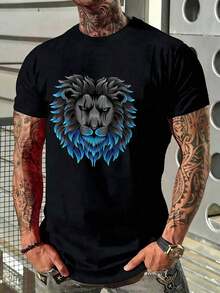 Men's Casual Short-Sleeved Summer T-Shirt With A Round Neck And Fashionable Print, Machine Washable, Comfortable Outdoor Casual Wear, Machine Washable Shirt - 黃色 - 查看 6