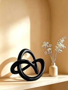 Black Knot Rope Statue Decoration, Modern Geometric Circular Sculpture, Desktop Ornament, Round Decor, Home Decor, Bookshelf, Coffee Table, Bookcase Decoration Gift - Multicolor - View 5