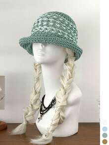1 pièce Chapeau seau en tricot jacquard pour femmes, chapeau de bassin à large bord respirant et polyvalent pour l'été, chapeau seau à large bord respirant et polyvalent pour la protection solaire au printemps, chapeau seau à large bord respirant et polyvalent pour la protection solaire en été - multicolore - Voir 12
