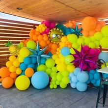 125pcs Tropical Balloon Arch Kit, Summer Balloons,4 Sizes Orange And Yellow Hot Pink Green Rainbow Latex Balloons For Birthday Summer Pool Hawaiian Party Decorations - View 4